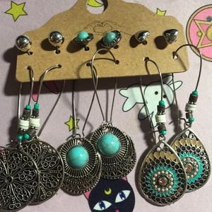 Bohemian style earrings - 6 pairs